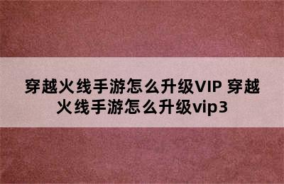 穿越火线手游怎么升级VIP 穿越火线手游怎么升级vip3